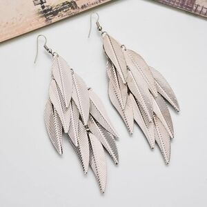 Bohemian Layered Filigree Leaf Earrings for Women leaves dangle drop earrings